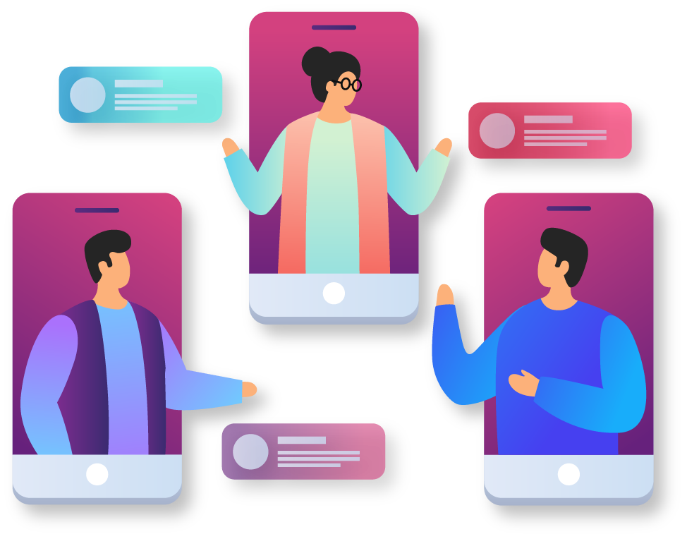 People connecting through mobile devices