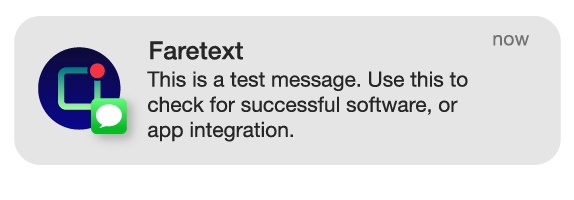 Faretext SMS Test Message